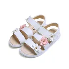 Детские сандалии с цветочным принтом, мягкие босоножки-гладиаторы для девочек, пляжная обувь для детей ясельного возраста, лето 2021