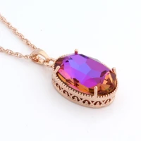 new trend oval zircon big pendant necklaces rose gold color fashion jewelry multicolor crystal necklace jewelry for women 2022