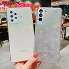 Модный прозрачный чехол с градиентным лазером и сердечками для Samsung S21, S20 Plus, A52, A72, A32, A31, A12, A21, A51, A71, Note 20, ультрамягкий чехол
