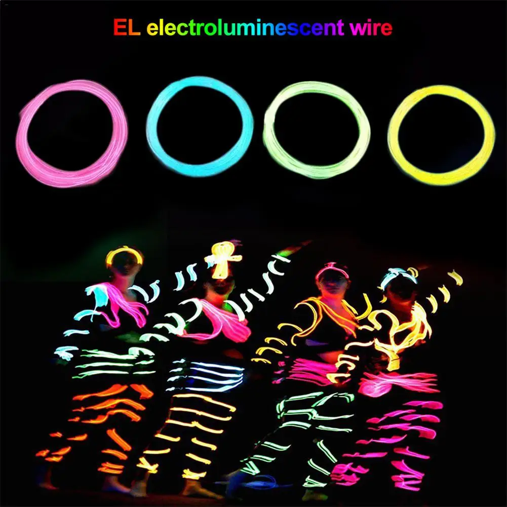 Портативный неоновый свет электролюминесцентный провод набор 3 м в батарейный