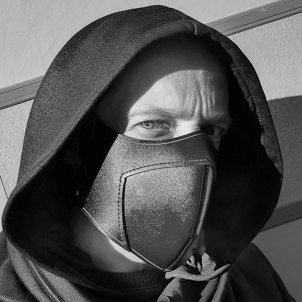 

M05 Men's Black Leather Mask Punk Gothic Leather Masks Motorcycle Mask Halloween Tricky Props