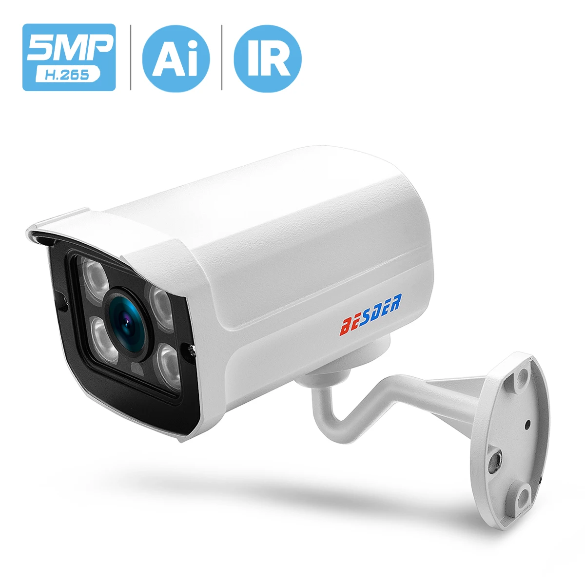 

H.265 5MP 3MP HD Wide Angle 2.8mm Outdoor IP Camera 48V PoE 1080P Metal Case Waterproof Security CCTV IP Camera 4PCS ARRAY LED
