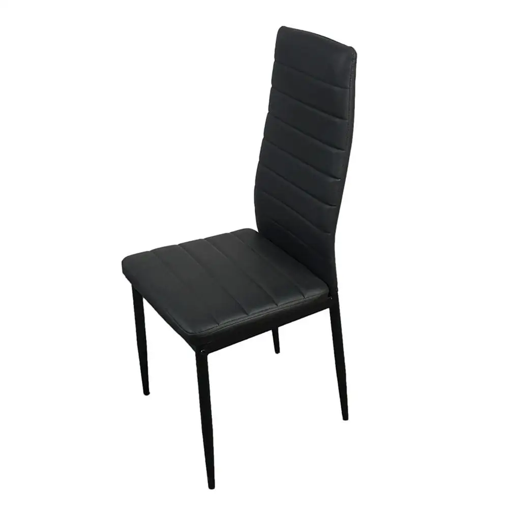 

4pcs Elegant Assembled Stripping Texture High Backrest Black Dining Chairs