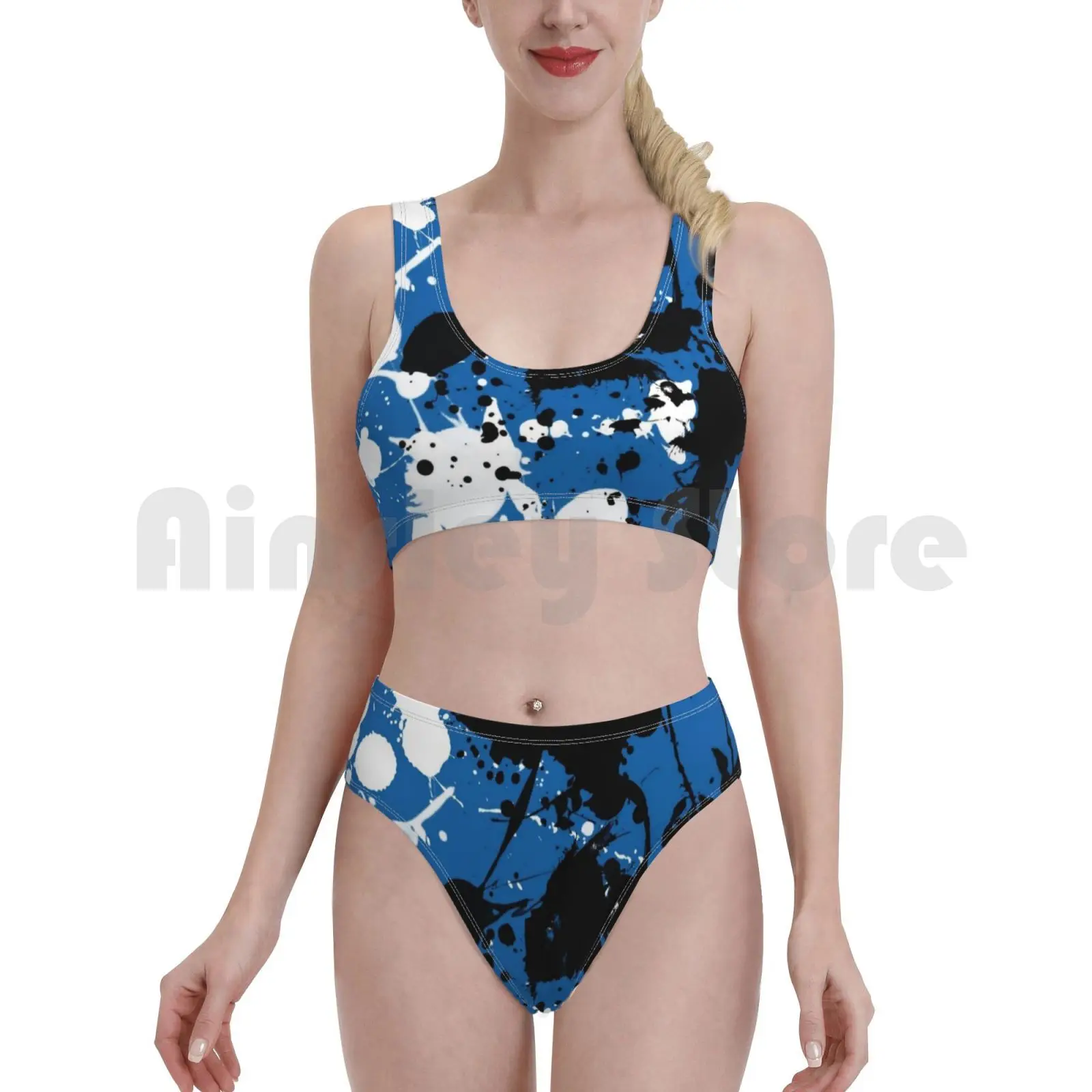 Купальник-бикини с высокой талией рисунком | Женская одежда