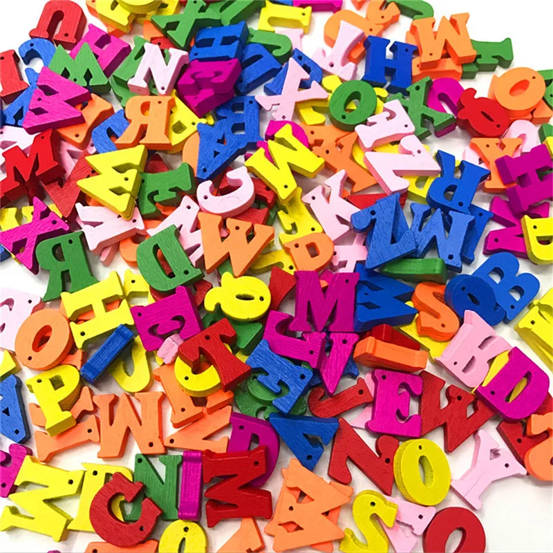 

500PCS 15MM Mixed Colorful Letters Wood Craft Flatback for Scrapbooking Embellishments Home Decoration Wood DIY Crafts