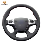 Рука сшитый черный кожаный чехол на руль для Ford Focus 3 2012-2014 KUGA Escape 2013-2016 C-MAX 2011-2018