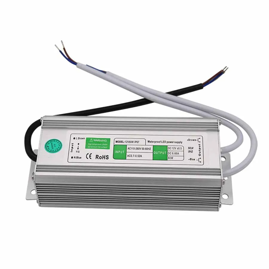 Водонепроницаемый IP67 Светодиодный драйвер Ac dc 12V/24V 10W 15W 20W 25W 30W 36W 45W 50W 60W 80W 100W 120W 150W