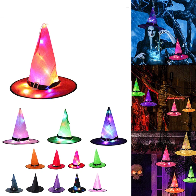 

Halloween glowing hat fancy dress party props LED lights witch hat wizard hat ghost festival children's toys