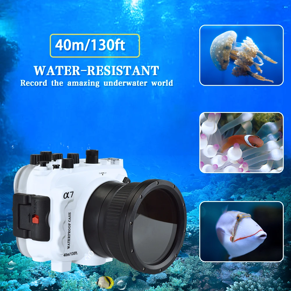 للبيع حافظة مثبت مضاد للماء من العلامة التجارية فوروغاسا7 RII لهاتف سوني A7II 40 م مقاوم للماء تحت الماء حاوية الكاميرا الغوص