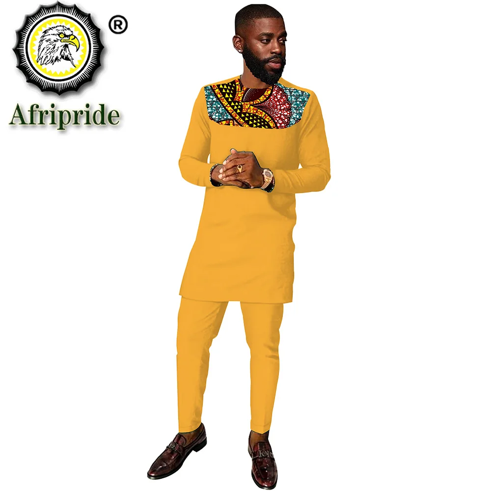 African Dashiki Print Top Pant Set 2 Pieces Outfit Set traditional Clothes Streetwear African Suit Men Africa Clothing S2016033
