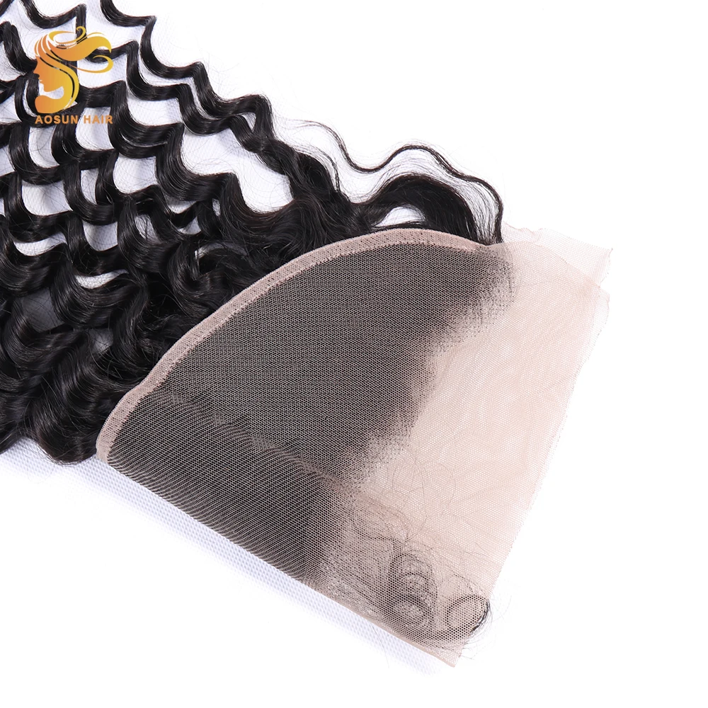 AOSUN бразильские человеческие волосы глубокая волна фронтальная сетка 13X4 от уха