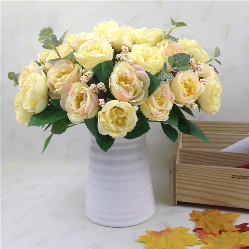 

30cm Rose Home Decor Artificial Flower High Quality Silk Bouquet 10 Heads Fake Flower For Wedding Living Room Bedroom Decoration