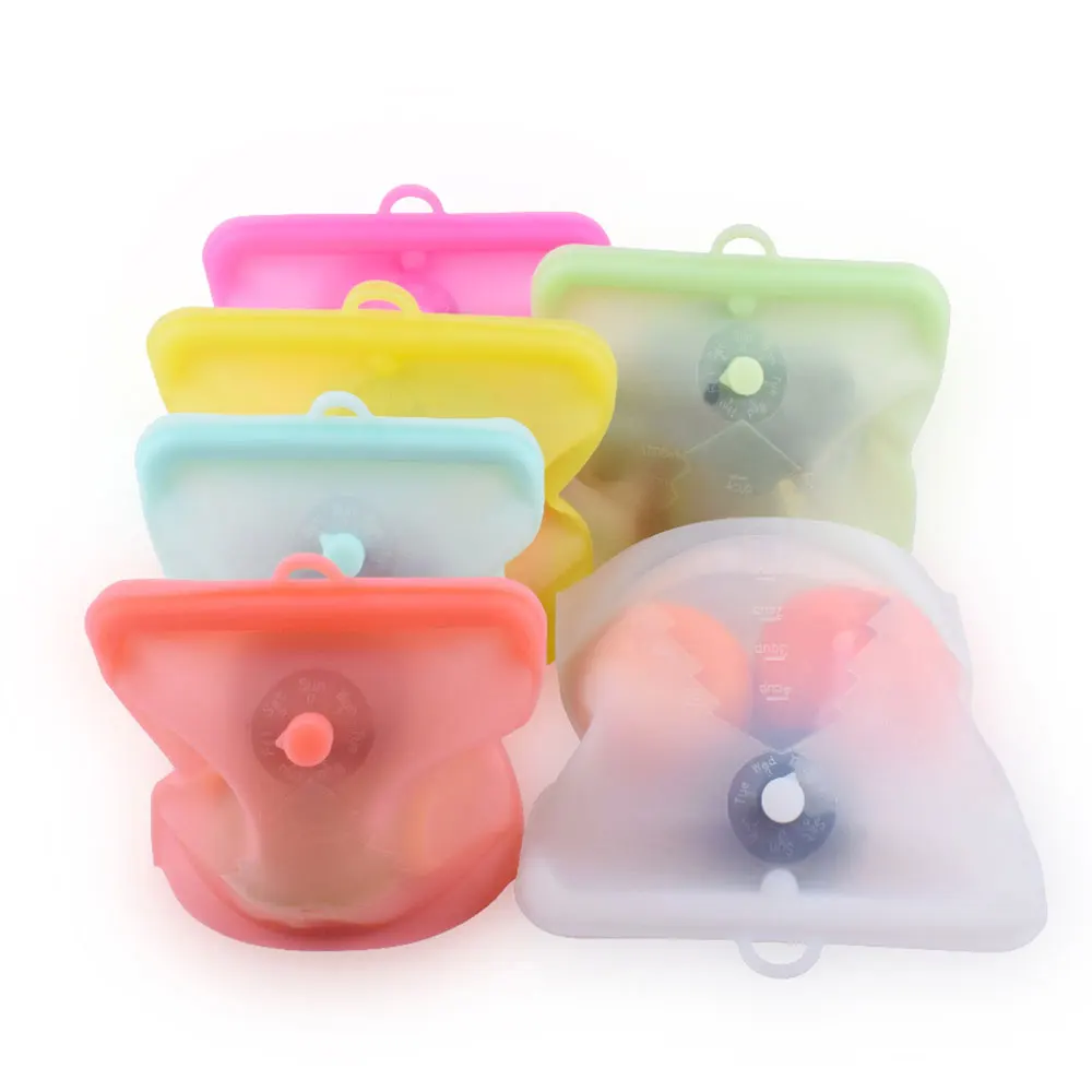 

Silicone Food Bag Zero Waste Ziplock Fresh Sealed Bags Reusable Snack Bag Vegetable Fruits Sandwich Bag Food Storage Container