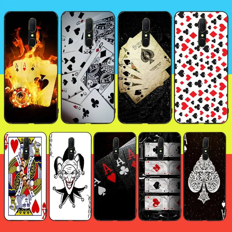 Мягкий черный чехол для телефона NBDRUICAI с игральными играми в покерные карты Oppo A5 A9