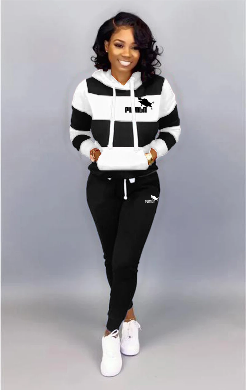 

Winter Tracksuit Women 2 Piece Set Sweatshirt Print Hoodies+Pants Sportwear Women's Sports Suit Female Hooded Set Hoodies Suit