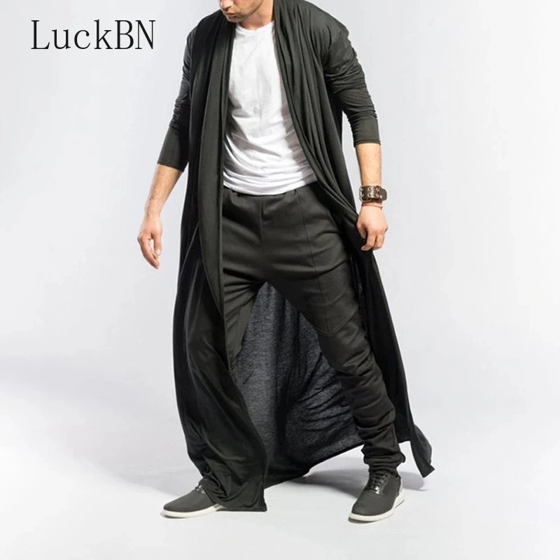 

Gothic Men's Long Coat Spring and Autumn Slim Long Trench Coat Men's Solid Color Thin Section Casual Trench Coat New Mens Jacket