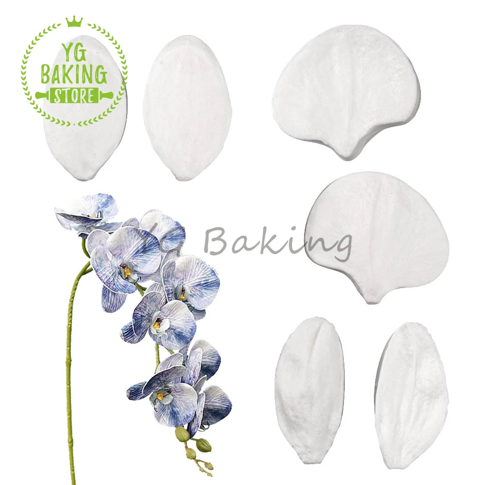 

6Pcs/Set Phalaenopsis Petal Silicone Veiner Mold Fondant Flower Cake Mould Kitchen Cake Decorating Tools Bakeware