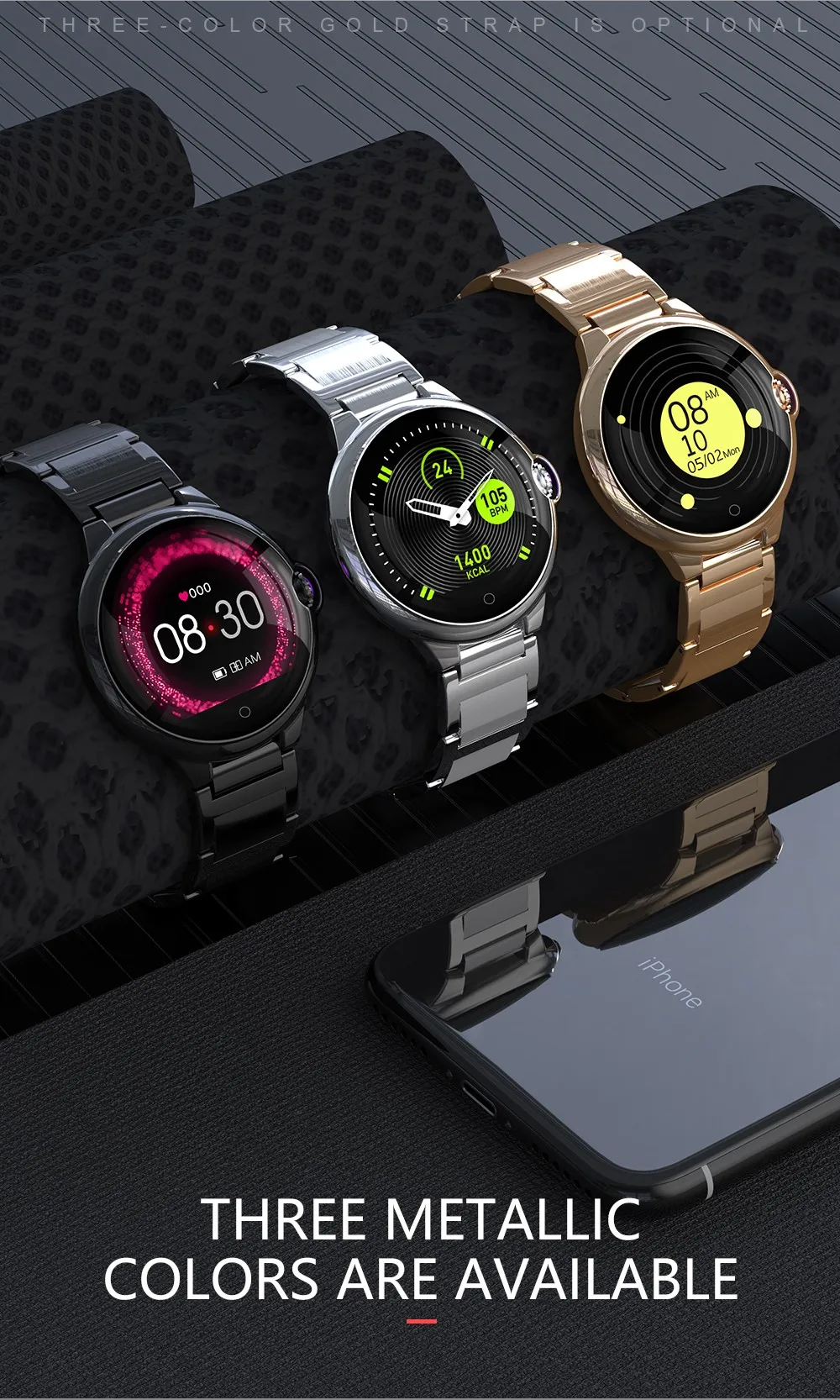 Diggro Смарт часы DR88 Bluetooth водонепроницаемый полный большой цветной экран сердечный ритм кровяное давление мониторинг сна классический стиль