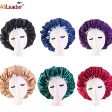 Alileader Fshion Women Satin Night Sleep Cap Hair Bonnet Hat Silk Head Cover Bonnet Hat Satin Silk B