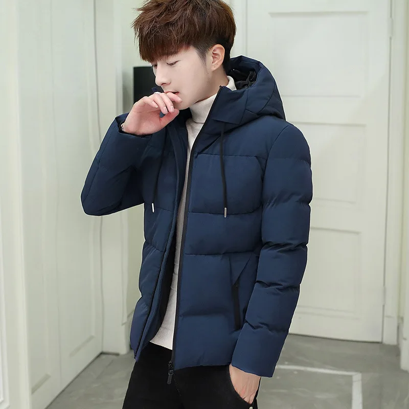 

Rlyaeiz 2019 Korean Casual Winter Jacket Men erkek mont Cotton Padded Hooded Jackets Warm Short Parka Coat Men abrigo hombre