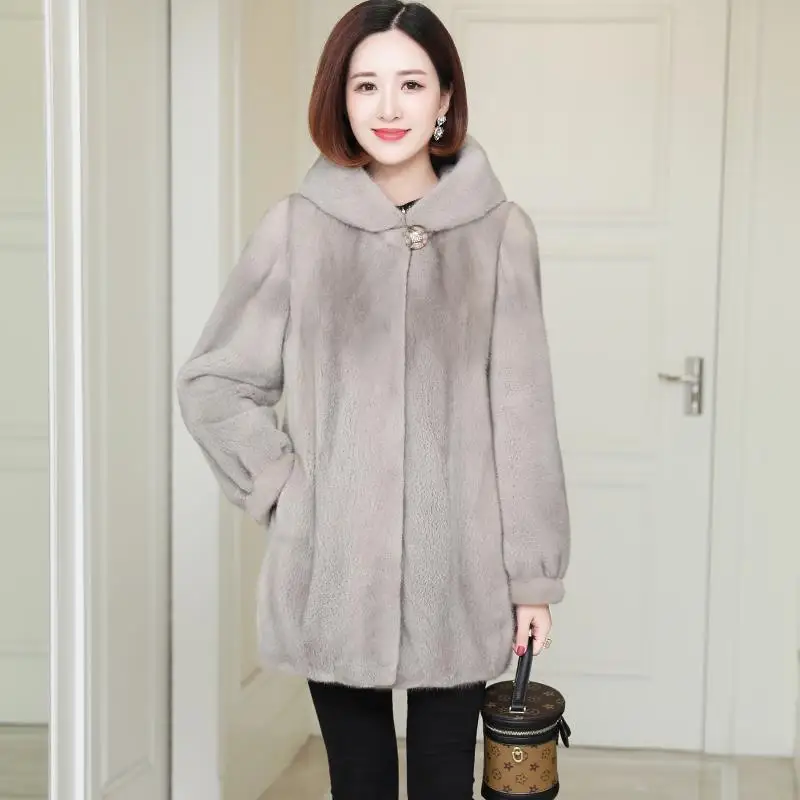 S-4XL Mink Coats Women 2020 Winter Top Fashion FAUX Fur Coat Elegant Thick Warm Outerwear Fake Fur Jacket