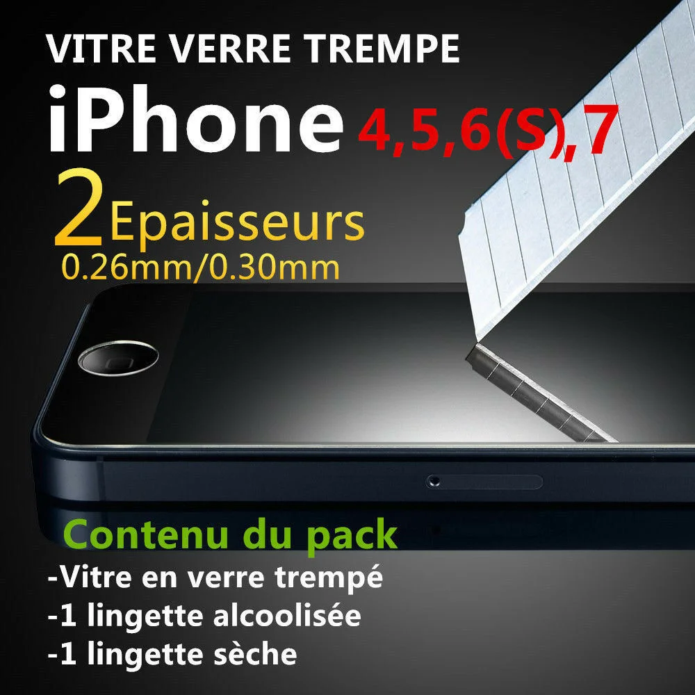 

vitre protection verre tremp film protecteur cran For iPhone 4,5,5S,C,6,6S,7/7Plus