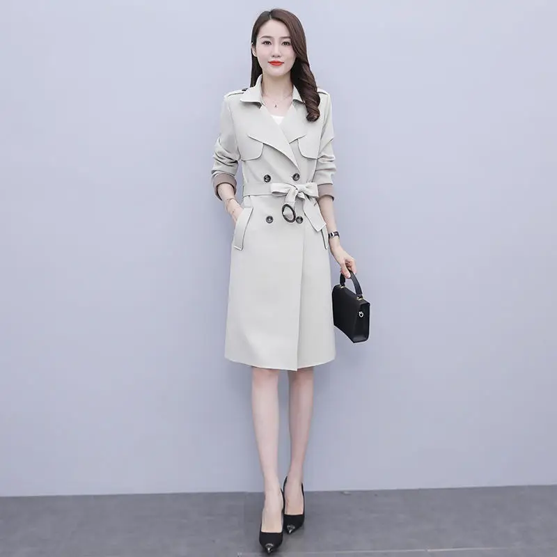 

Женская ветровка средней длины, пальто в британском стиле, Новинка весна-осень 2021, корейская модная куртка