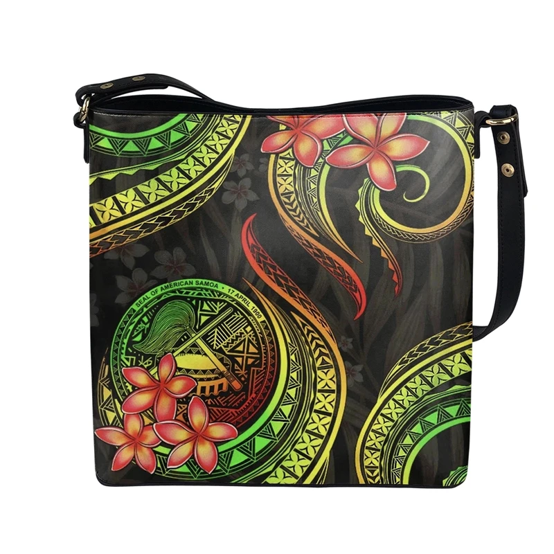 

Doginthehole Women shoulder strap handbag luxury designer Hawaiian Polynesian Tribal Hibiscus Purse top famous Crossbody Wallets