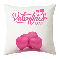 single sided polyester lover pillowcase pink garland heart shaped romantic series home decoration sofa cushion cover 45x45cm