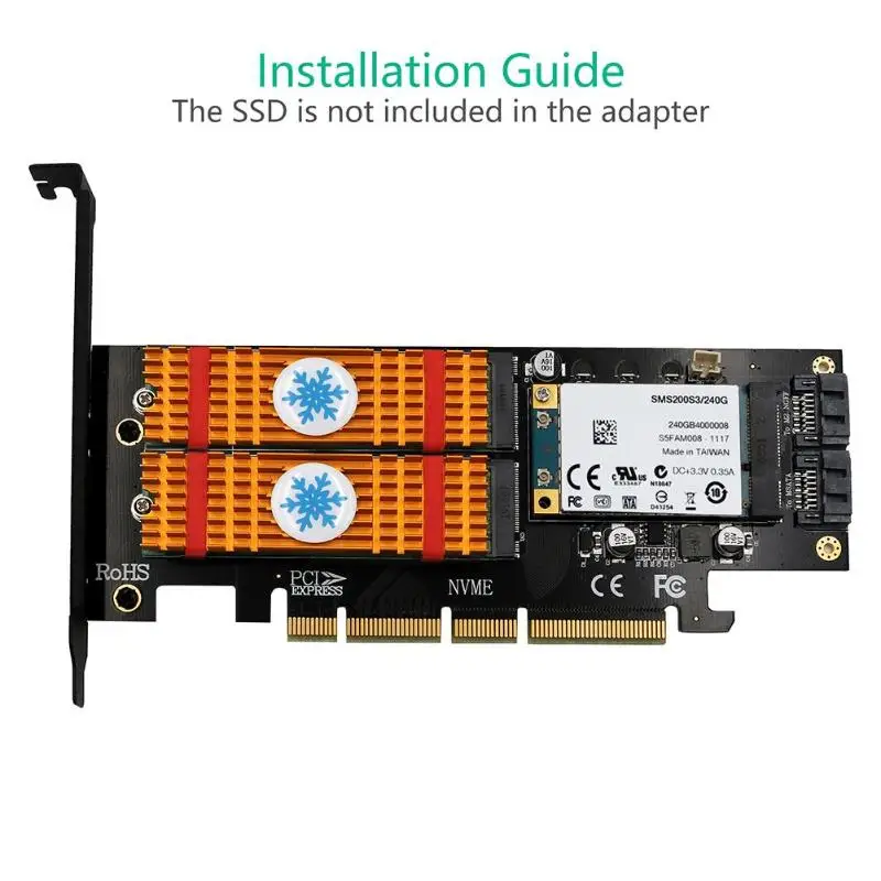 адаптер 3 в 1 msata m 2 pcie nvme ssd к pci e 30 4x sata 30 для m2 nvme sata msata