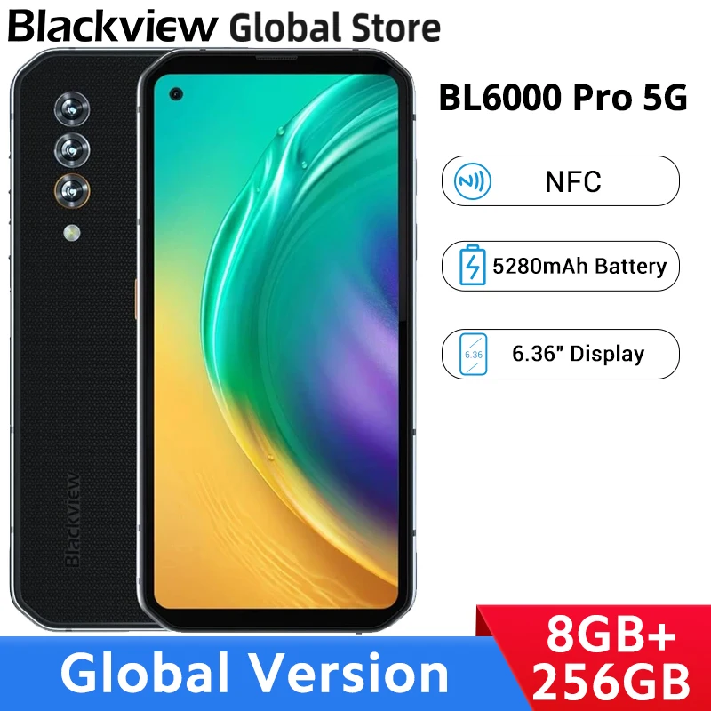 

Blackview BL6000 Pro 5G Smartphone 8GB RAM 256GB ROM NFC 5280mAh Battery Dimensity 800 Octa Core 6.36" Display Mobile Phone
