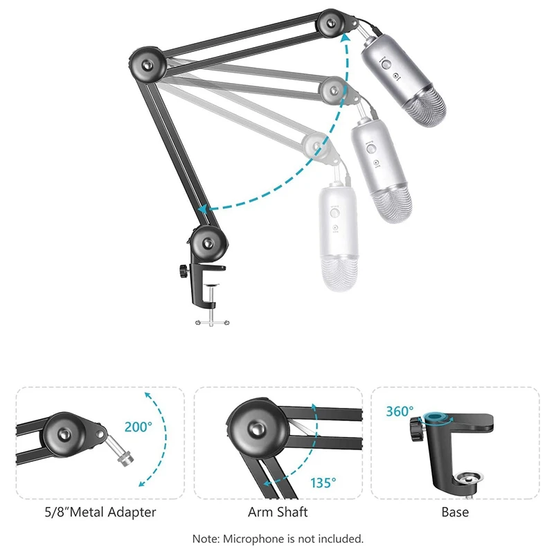 microphone stand heavy duty adjustable suspension boom arm scissor spring built in mic stand mount stand holder for voice record free global shipping