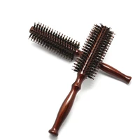 1pcs professional anti static brush heat resistant salon hair comb wooden handle boar bristle brush wooden round comb