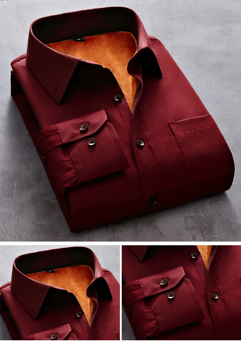 Осень-зима Для мужчин флис теплая рубашка большого размера мужские модные однотонные рубашки с длинным рукавом Бизнес Рубашка больших размеров, клетчатые, толстые пальто с шерстью теплая рубашка большого размера M-5XL
