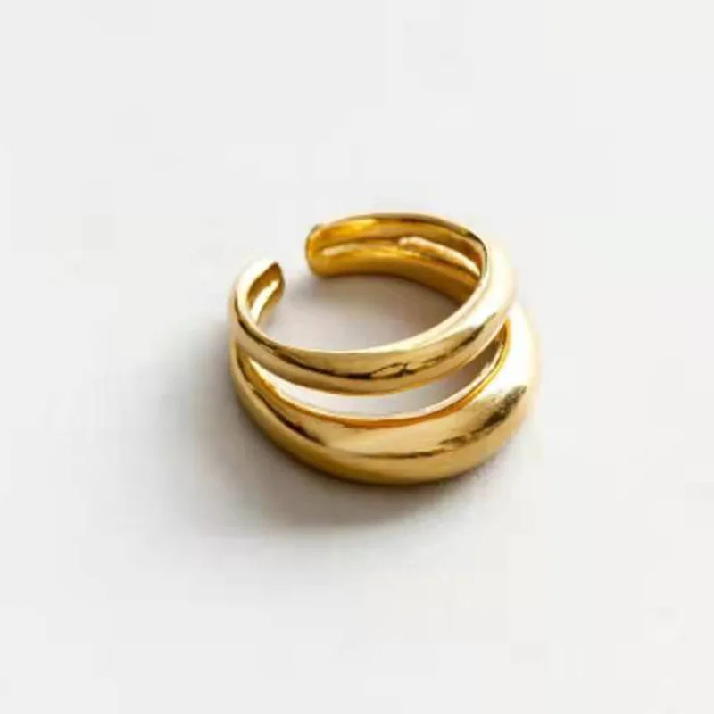 

High End PVD Gold Finish Double-layer Cross Stainless Steel Rings Drop Shipping