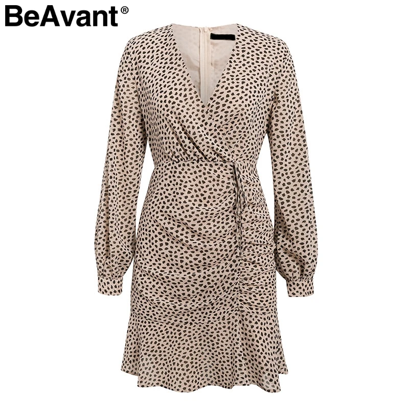 Женское леопардовое асимметричное платье BeAvant короткое вечернее с высокой