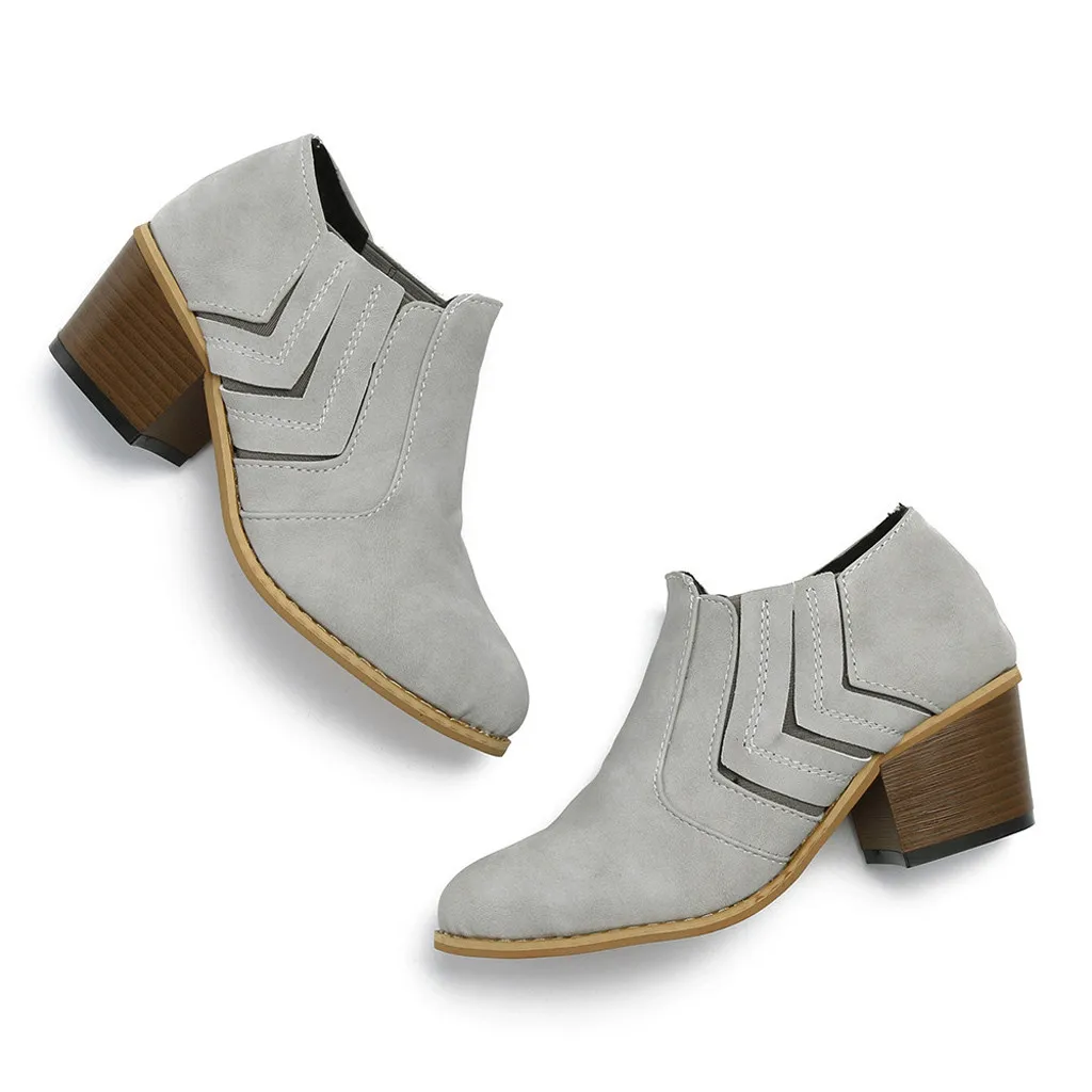 Женские ботинки Модные однотонные на танкетке для отдыха с круглым носком