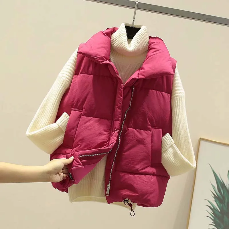 

2020 Autumn Down Vest Women Warm Winter Waistcoat Vest Female Thick Sleeveless Jacket Vests For Women Yellow White