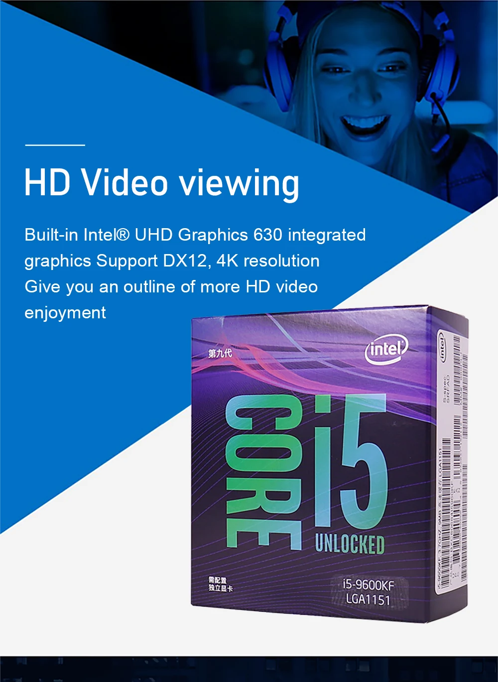 Процессор Intel Core i5-9600KF для настольных ПК 6 ядер до 4,6 ГГц Turbo разблокирован без процессора Графика LGA1151 серии 300 95 Вт
