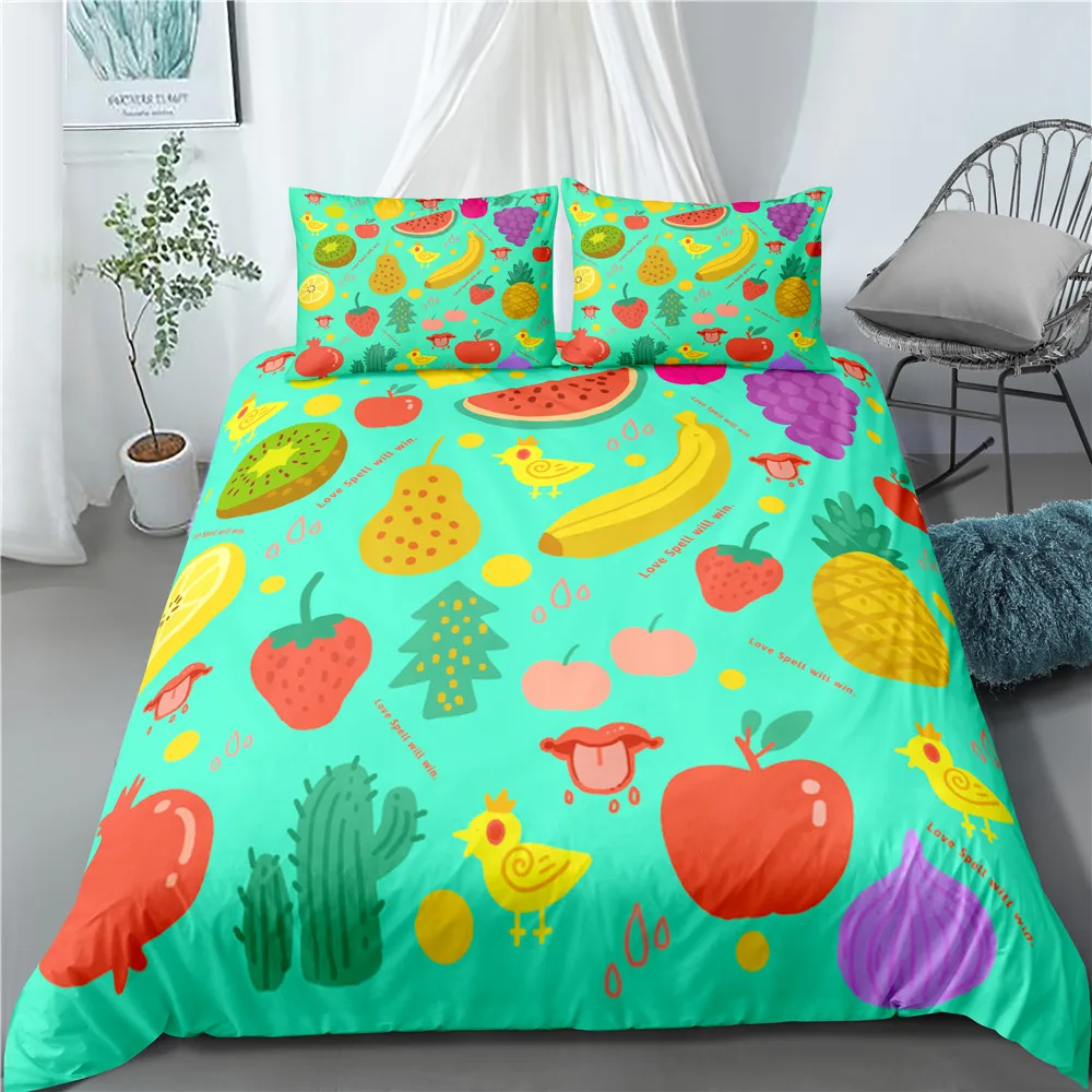 

Fruit Banana Pineapple Bedding Set Bedroom Decor Duvet Covers Comforter cover 2/3 Pieces Bedspread with Pillowcases No Comforter