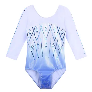 Купальник BAOHULU для гимнастики, с блестками и градиентными синими балетными вставками