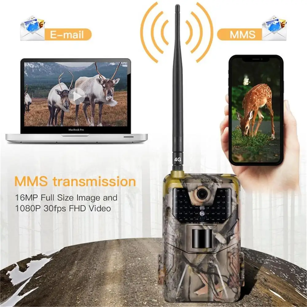 

HC-900LTE 4G Hunting Trail Camera 20MP 1080P MMS/SMS/SMTP/FTP Wildlife Surveillance Cameras IP65 0.3s Photo Traps 940nm Infrared