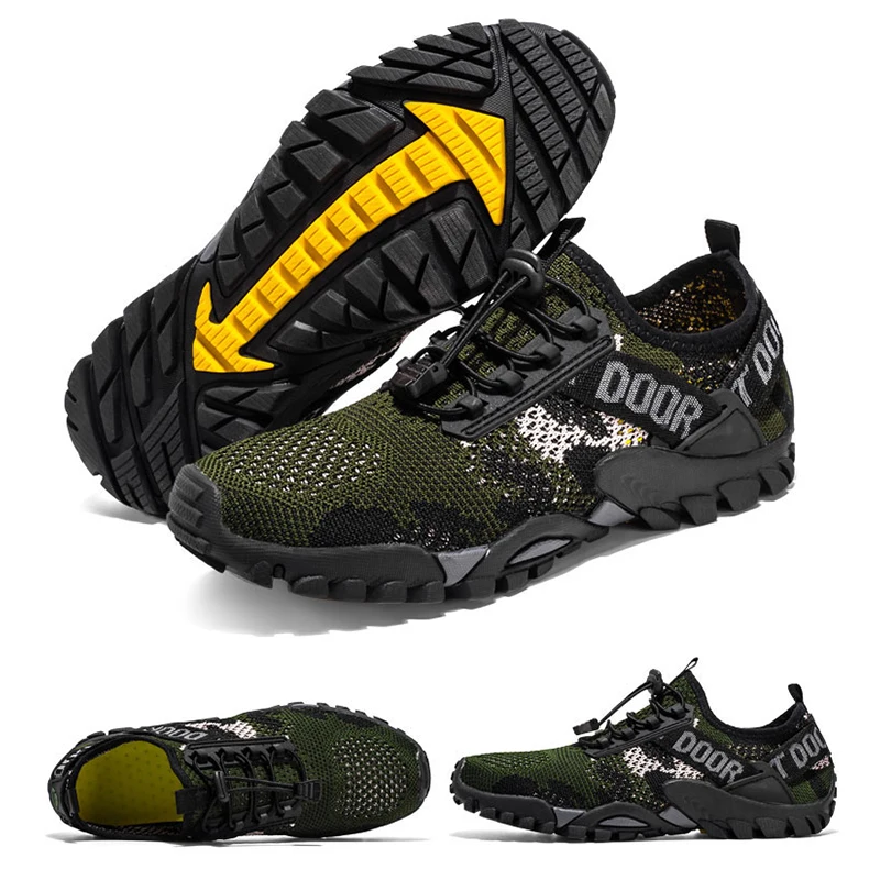 JIEMIAO New Men Outdoor Trekking Hiking Shoes Mesh Breathable Summer Anti-skid Trainers Sneakers Tactical Hunting Climbing Shoes