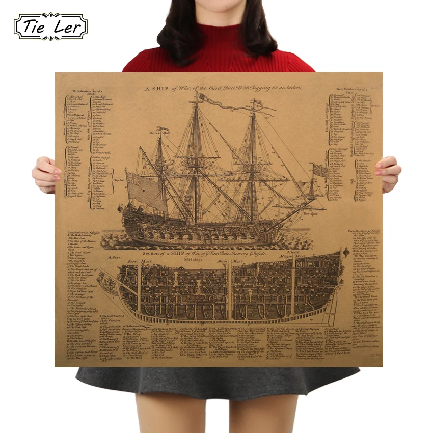 TIE LER великая морская Эра старинный корабль войны дизайнерские рисунки винтажные