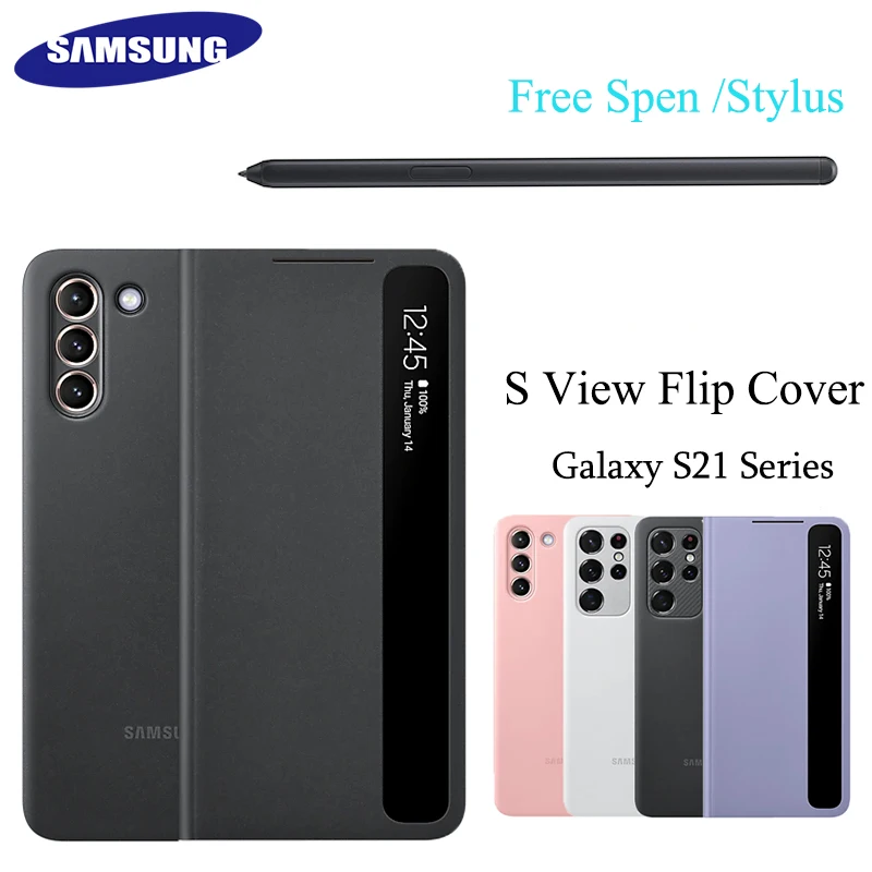 Original Samsung Smart Mirror Leather Wallet Flip Case cover With SPEN Stylus S-View Flip Cover For Galaxy S21 Ultra S21 S21+ 5G