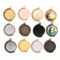 10pcs necklace pendant base gold silver plated 20 25mm cabochon tray setting bezel for jewelry making accessories diy findings