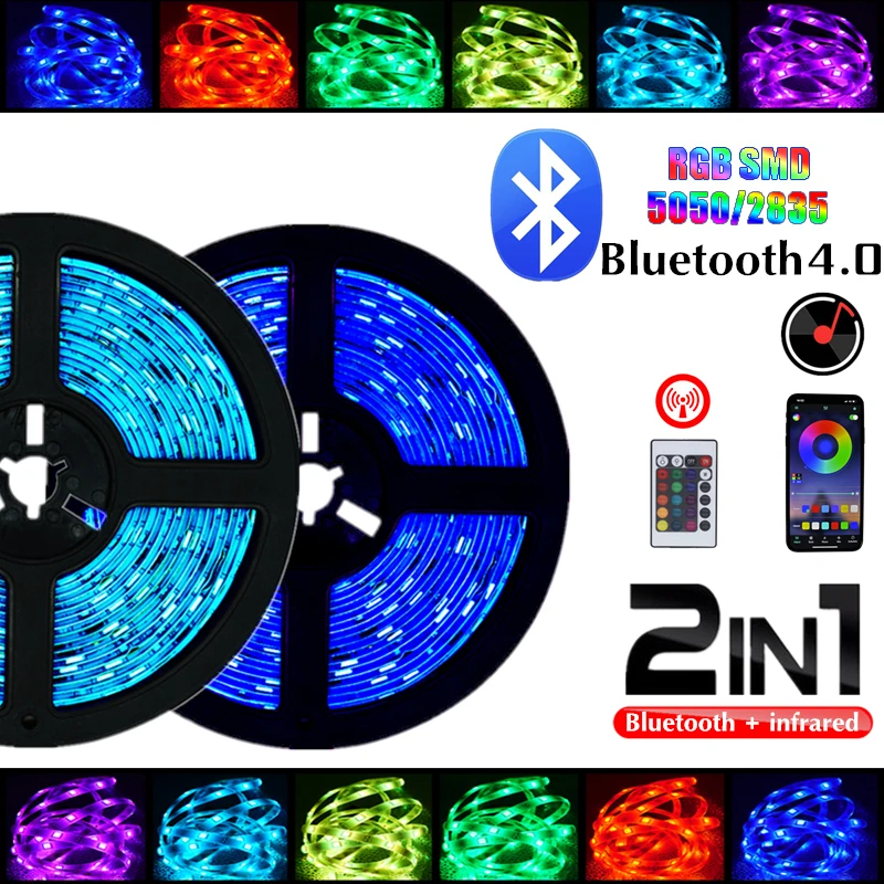 Bluetooth светодиодные полосы света RGB SMD 5050 2835 DC 12V водонепроницаемый может быть