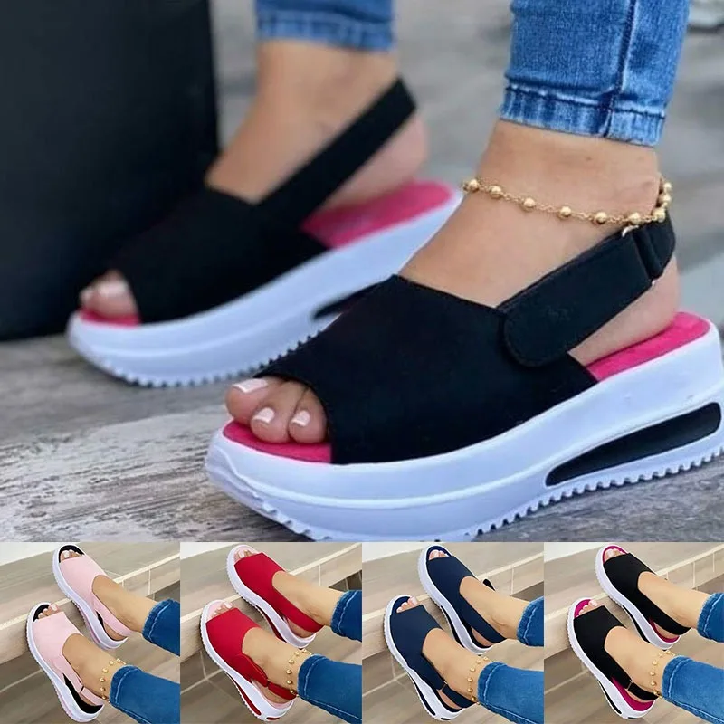 

New Women Flat Sandals Summer Beach Shoes Fashion Female Peep Toe Shoes Size 35-43 Thick Bottom Comfortable Casual Sandals