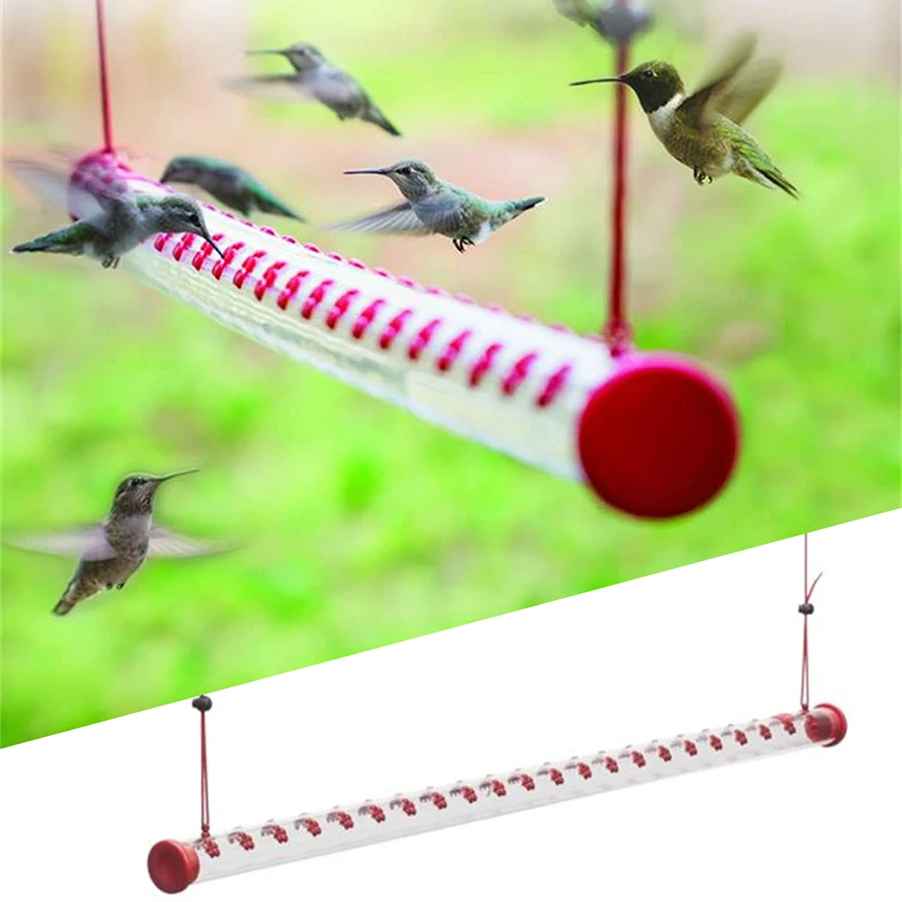 

Z30 Hummingbird Feeder With Hole Feeding Pipes Birds Easy To Use Red Hanging Long Tube Bird Feeder 40cm Best Gardening Tools