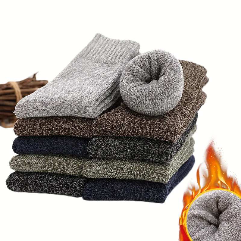 

5 Pairs Thicken Men's Wool Socks Cotton Towel Keep Warm Winter Socks Male Thick Thermal Snow Socks Calcetines Meias grossas gift